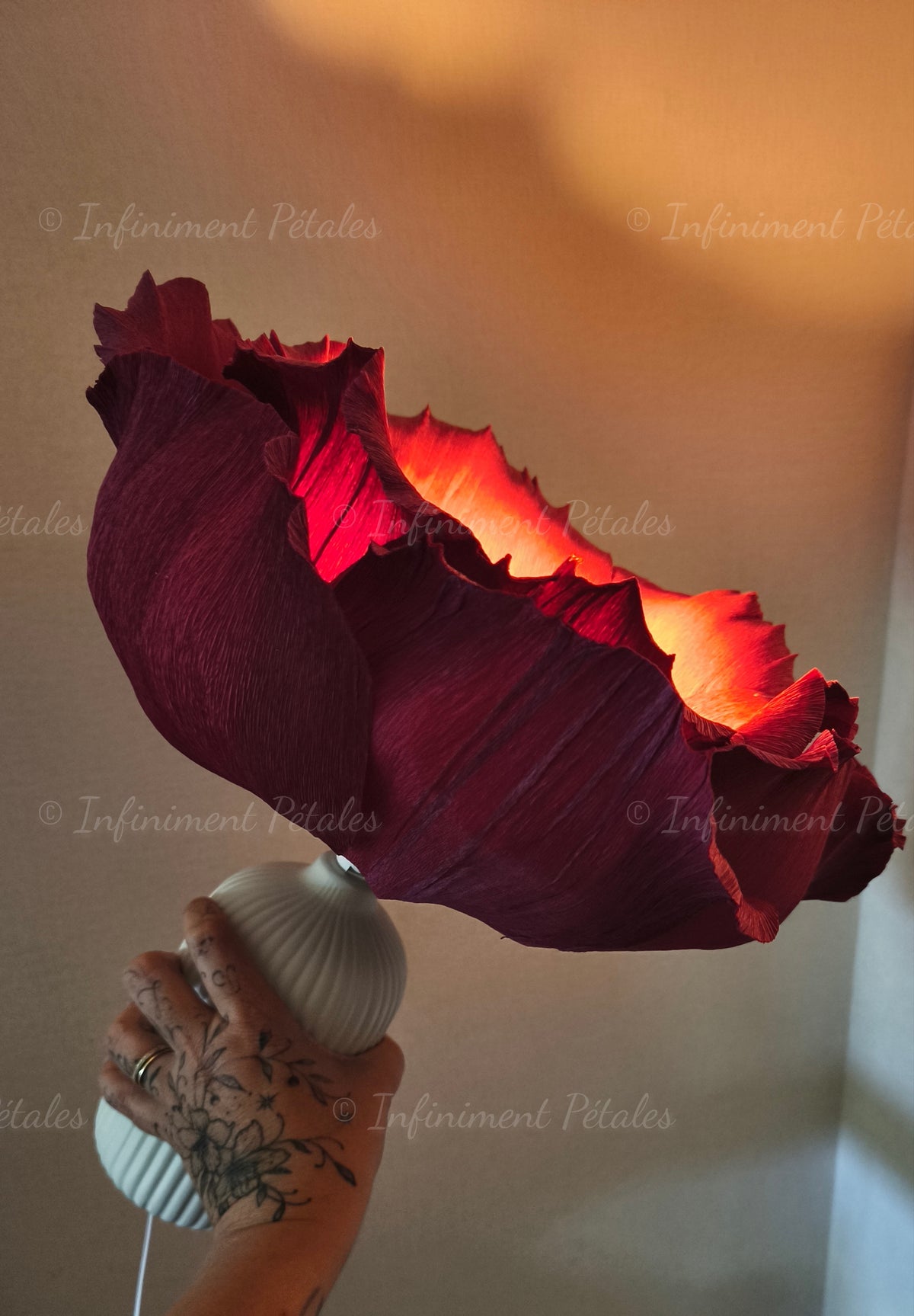 Lampe Rose "Velours de vin"