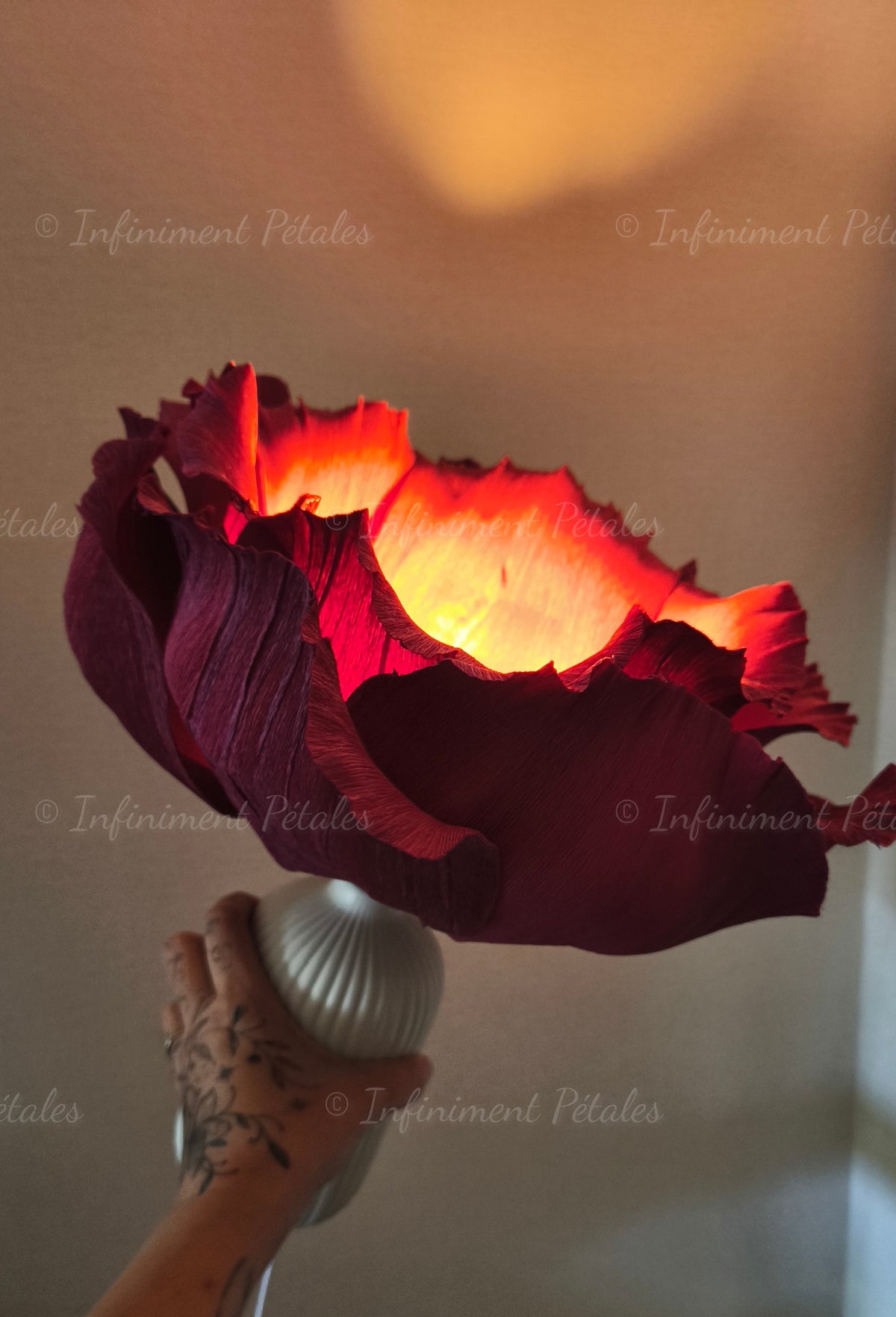 Lampe Rose "Velours de vin"